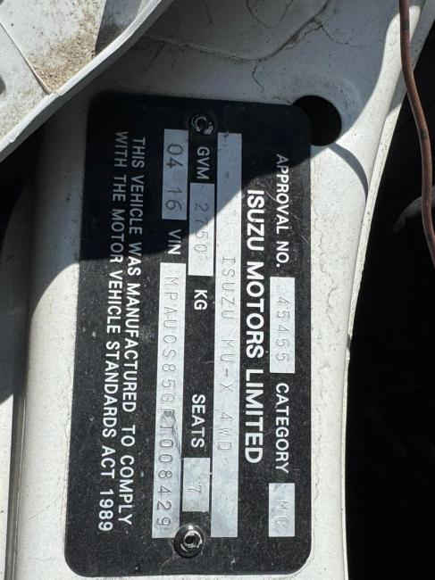 2016 Isuzu Mu X — Manual Diesel