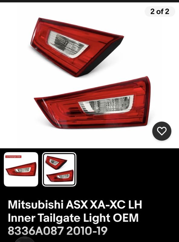 2010 Mitsubishi Asx — Vehicle: Mitsubishi ASX XA / XC Year Range: 2010 – 2019 Position: Inner (Tailgate Mounted) Side: LH Passenger Side OEM Number: 8336A087 Condition: Used – Good condition (no cracks minor wear if any) Type: Genuine OEMFitment: Direct replacement plug and play