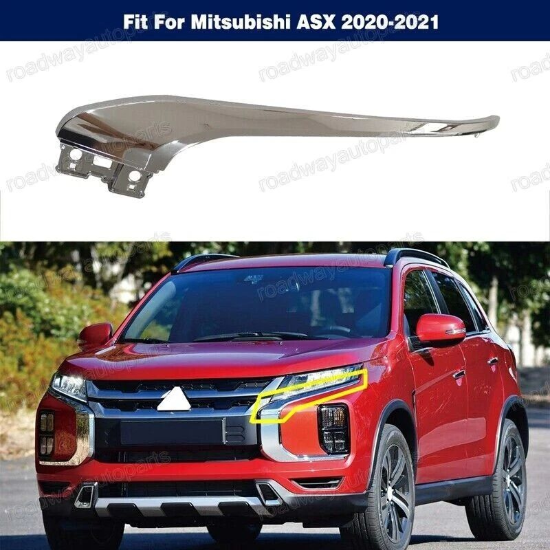 2020 Mitsubishi Asx — Front bumper upper chrome moulding trim LH suits Mitsubishi ASX / Outlander Sport 2020-2021. New aftermarket replacement.